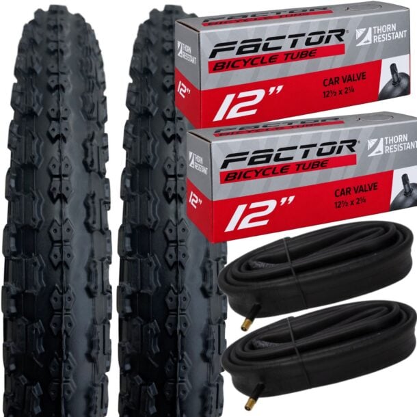 Positz 12 Inch Value Bundle of 2 Tyres and 2 Thorn Resistant Tubes Schrader