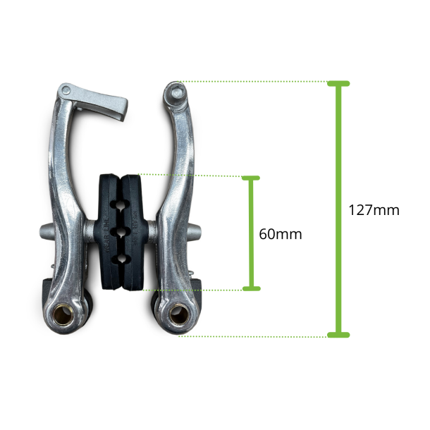 Positz Bike Alloy V-Brake Calipers Front and Rear Set Positz Alloy V-Brakes Front and Rear Set - Sizing