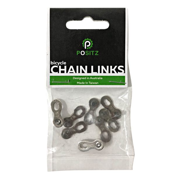 Positz Quick Chain Links – 12 Speed (4 Pair) Positz Chain Connector Quick Links 12 Speed 4 Pack in packaging Positz Quick Chain Links – 12 Speed (4 Pair)