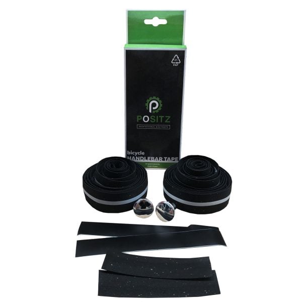 Positz Cork Handlebar Tape for Road Bikes Black Reflective
