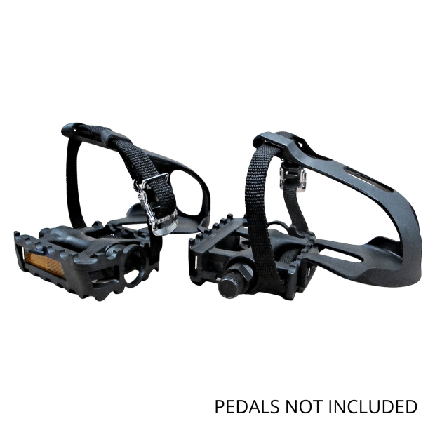 Positz Toe Clips and Straps Set for Bicycle Pedals Positz Toe Clips and Straps Set PEDALS NOT INCLUDED Positz Toe Clips and Straps Set for Bicycle Pedals
