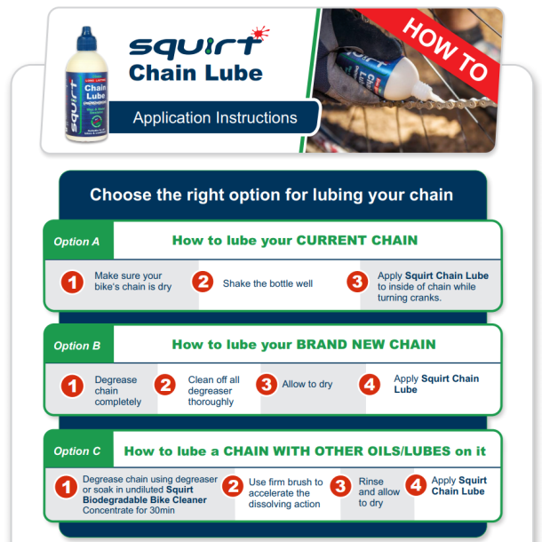 Squirt Chain Lube Application Instructions