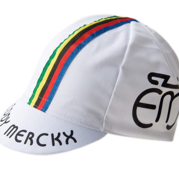 Eddy Merckx Cycling Cap – Vintage World Champion Edition (White) – Made in Italy