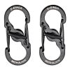 Nite Ize S Biner Black MicroLock Twinpack Hook Keyring Clip Carabiner Steel 173011609629 Nite Ize S-Biner MicroLock - Twin Pack, Black