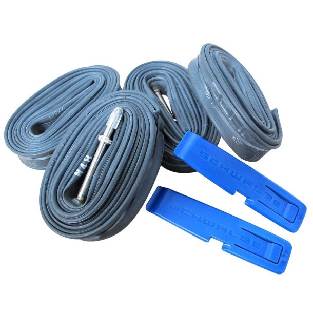 Schwalbe SV15L Bundle of 4 Tubes and 2 Tyre Levers - 700 x 18-28c, 60mm Presta (Unboxed)
